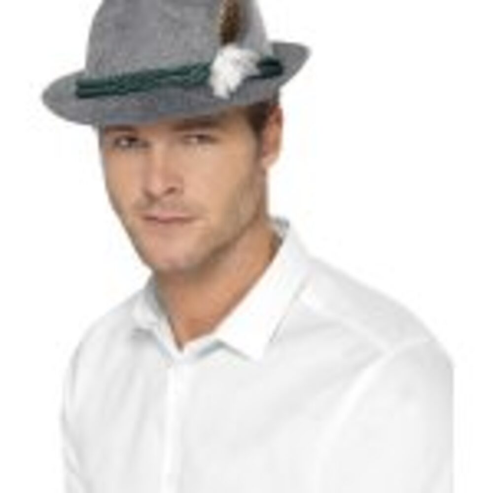 German Trenker Hat with Feather, Grey