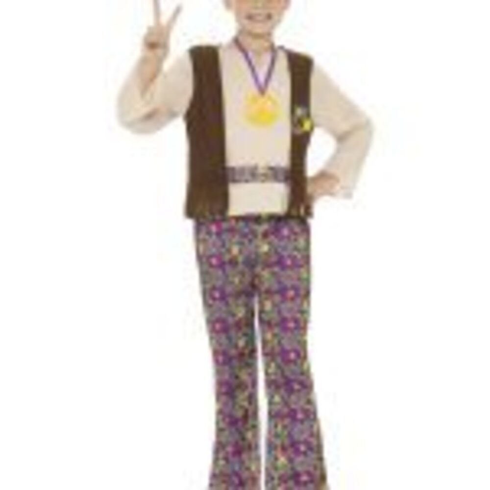 Hippie Boy Costume, with Top, Attached Waistcoat,