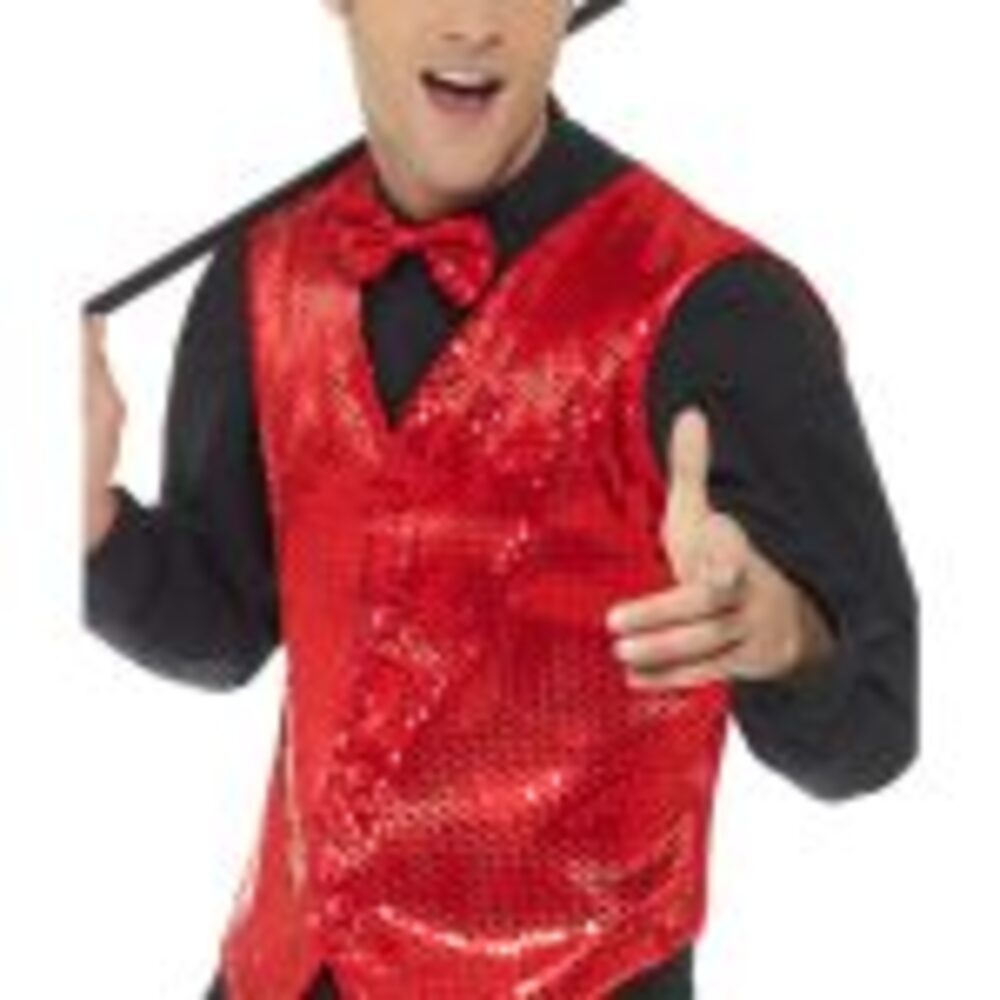 Sequin Waistcoat, Red