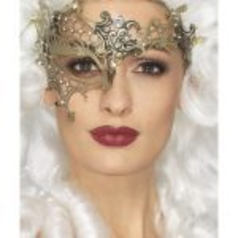 Deluxe Metal Filigree Half Eyemask, Gold