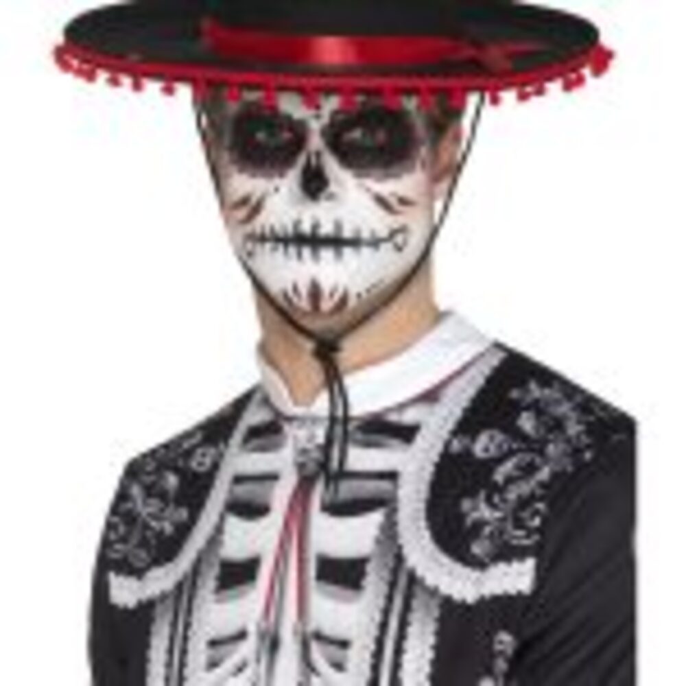 Day of the Dead Senor Hat, Black & Red