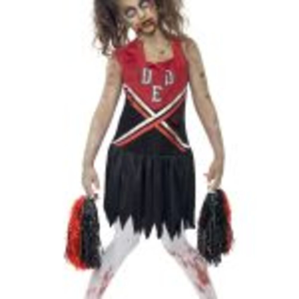 Zombie Cheerleader Costume, Red & Black