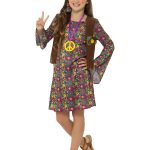 Hippie Girl Costume, with Dress, Multi-Coloured