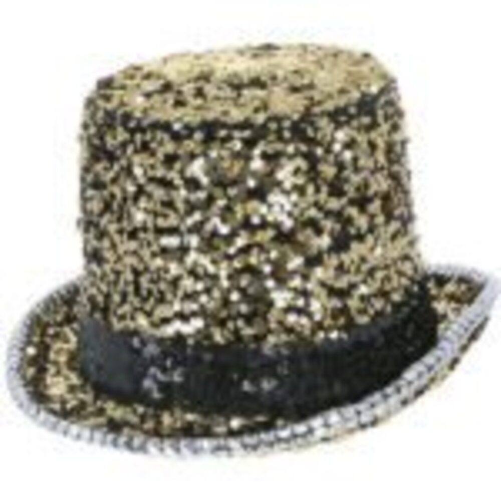 Fever Deluxe Felt & Sequin Top Hat, Gold
