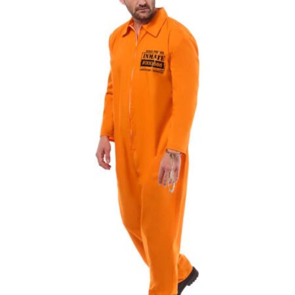 VALUE ORANGE CONVICT BOILER SUIT AND HANDCUFFS - Image 5