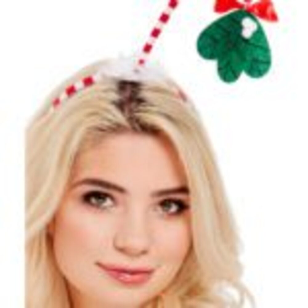 Mistletoe Kisses Headband, Red & White